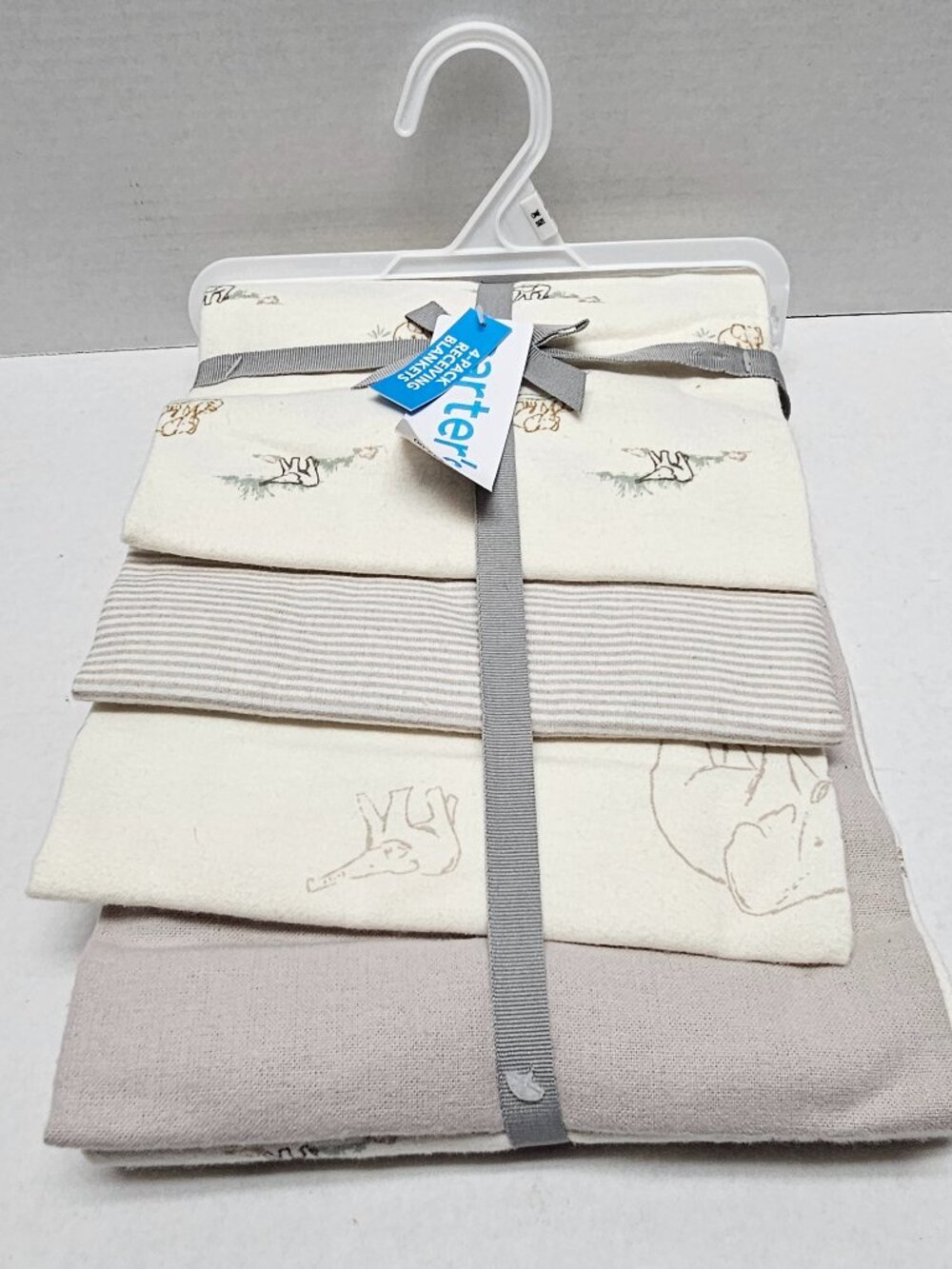 New Carters 4 Baby Blanket Lovey Elephant Animal Print Gray Beige Boy Girl Gift